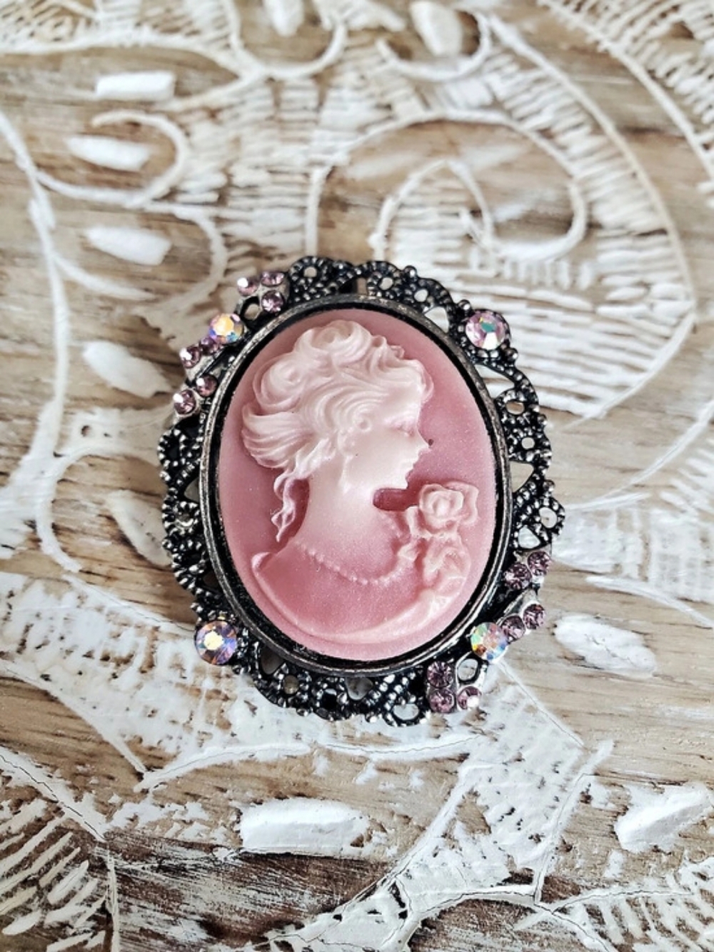 Pink Cameo Brooch